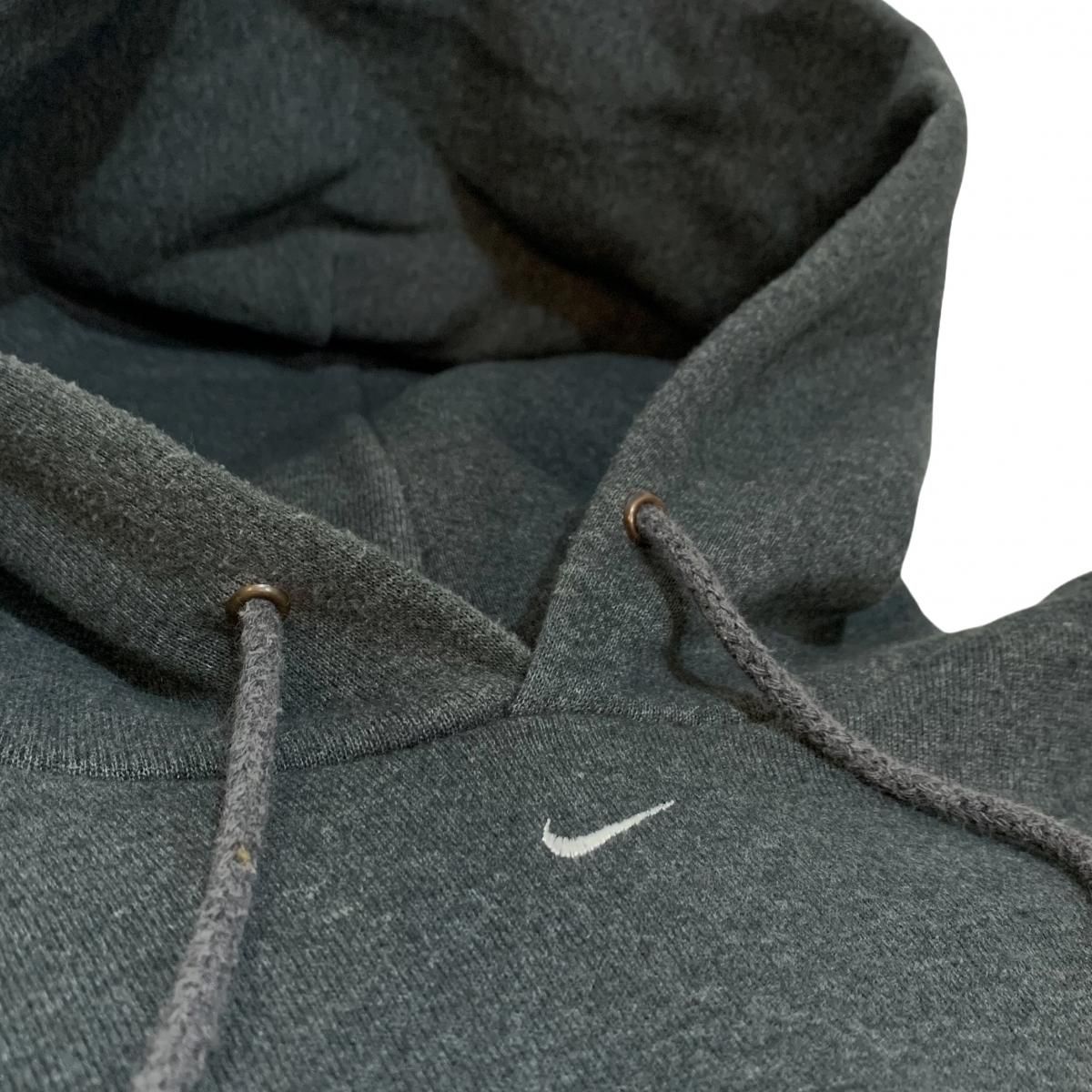 USA製 90s NIKE Logo Sweat Hoodie チャコール L ナイキ プルオーバー