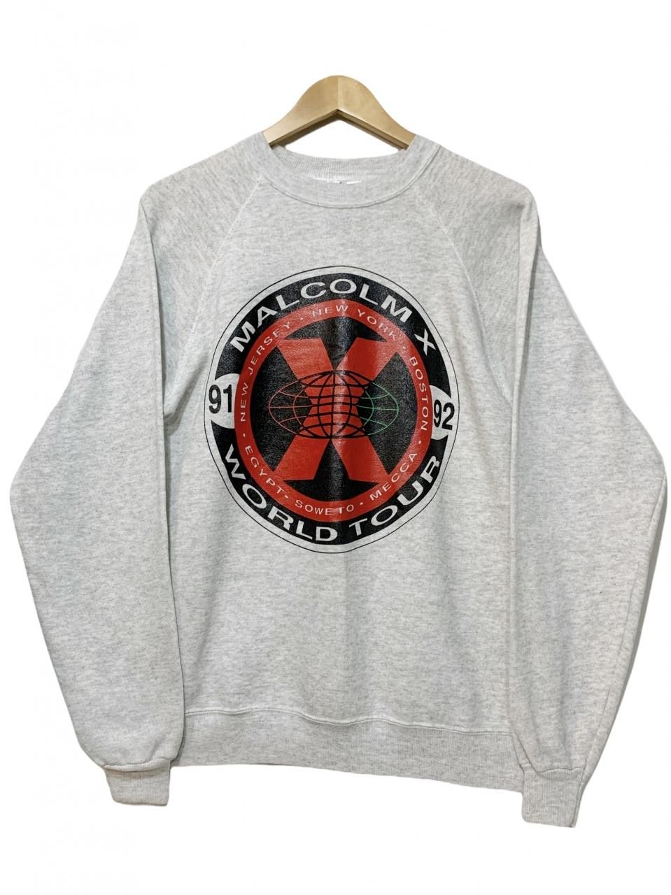 USA製 90s 40ACRES "MALCOM X WORLD TOUR 91-92" Sweatshirt 灰 L 40エーカーズ マルコムX  ワールドツアー スウェット スパイクリー 古着 - NEWJOKE ONLINE STORE