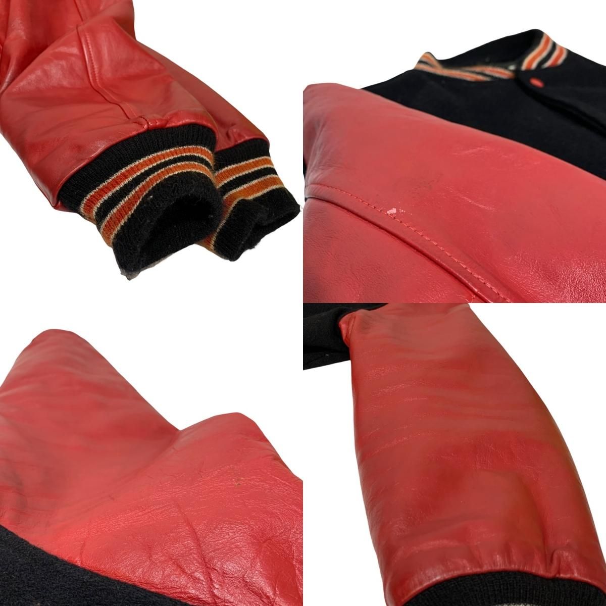 USA製 80s BUTWIN Wool Leather Varsity Jacket 黒赤 46 USA製 80s BUTWIN Wool Leather Varsity Jacket 黒赤 46
