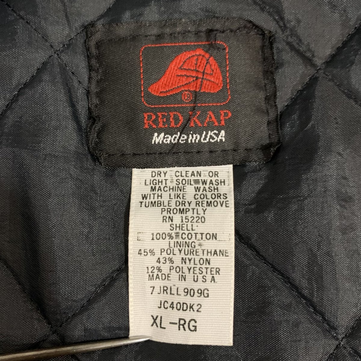 USA製 REDKAP Denim Padding Varsity Jacket 青カーキ XL レッド
