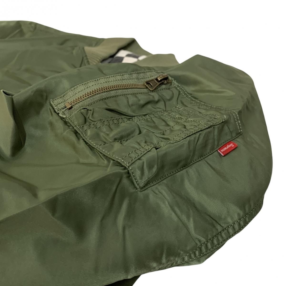 16SS SUPREME Reversible Checkered MA-1 オリーブ L 16SS SUPREME Reversible Checkered MA-1 オリーブ L