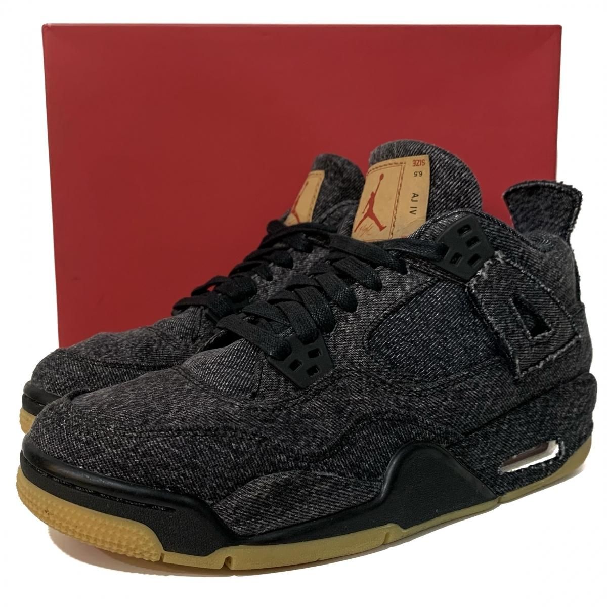 18年製 Levi's × NIKE AIR JORDAN 4 RETRO NRG BG (BLACK) US6.5Y/24.5 リーバイス ナイキ  エアジョーダン4 黒 AQ9103-001 デニム - NEWJOKE ONLINE STORE