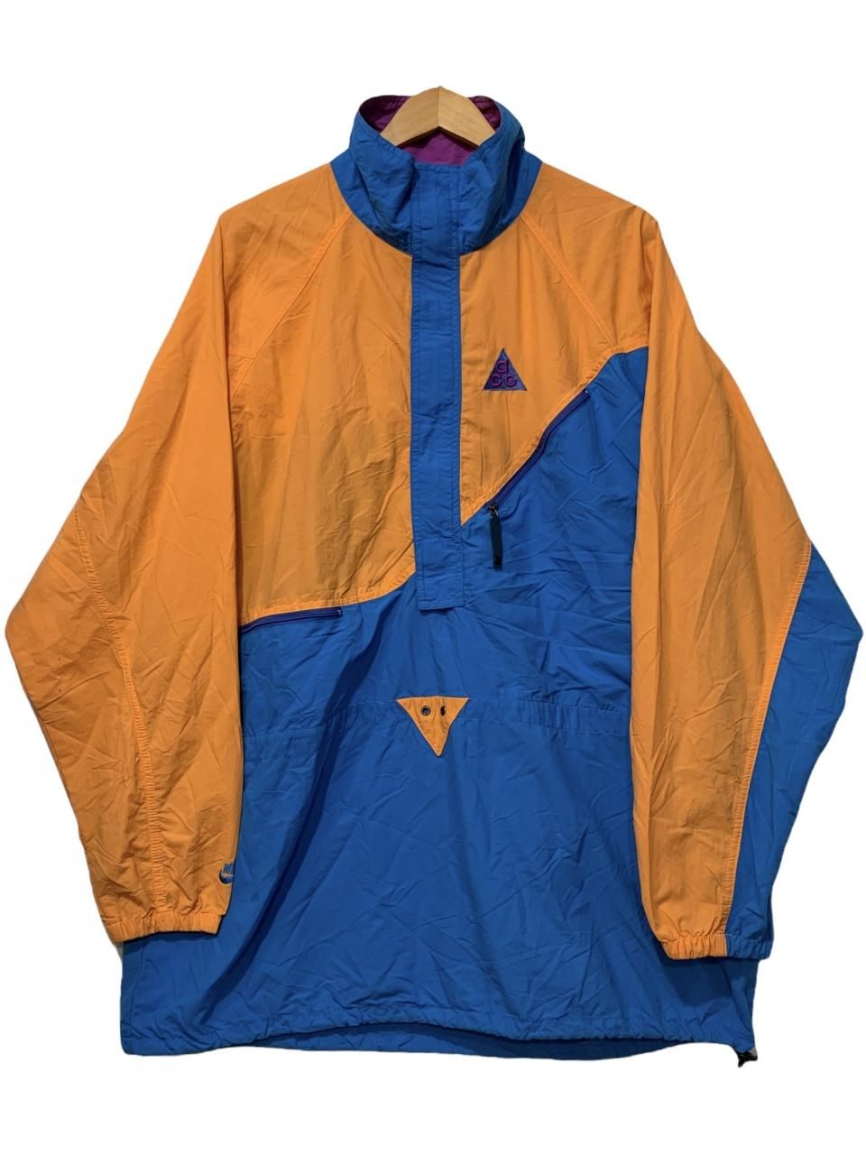 80s~90s NIKE ACG Half-Zip Nylon Pullover Jacket 水色オレンジ L