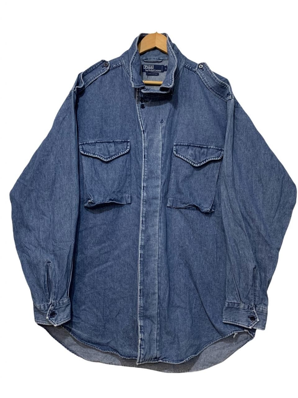 90s Polo Ralph Lauren M-1943 Type Denim Shirt 青 L ポロラルフローレン M-43 タイプ デニムシャツ  ジャケット 古着 - NEWJOKE ONLINE STORE