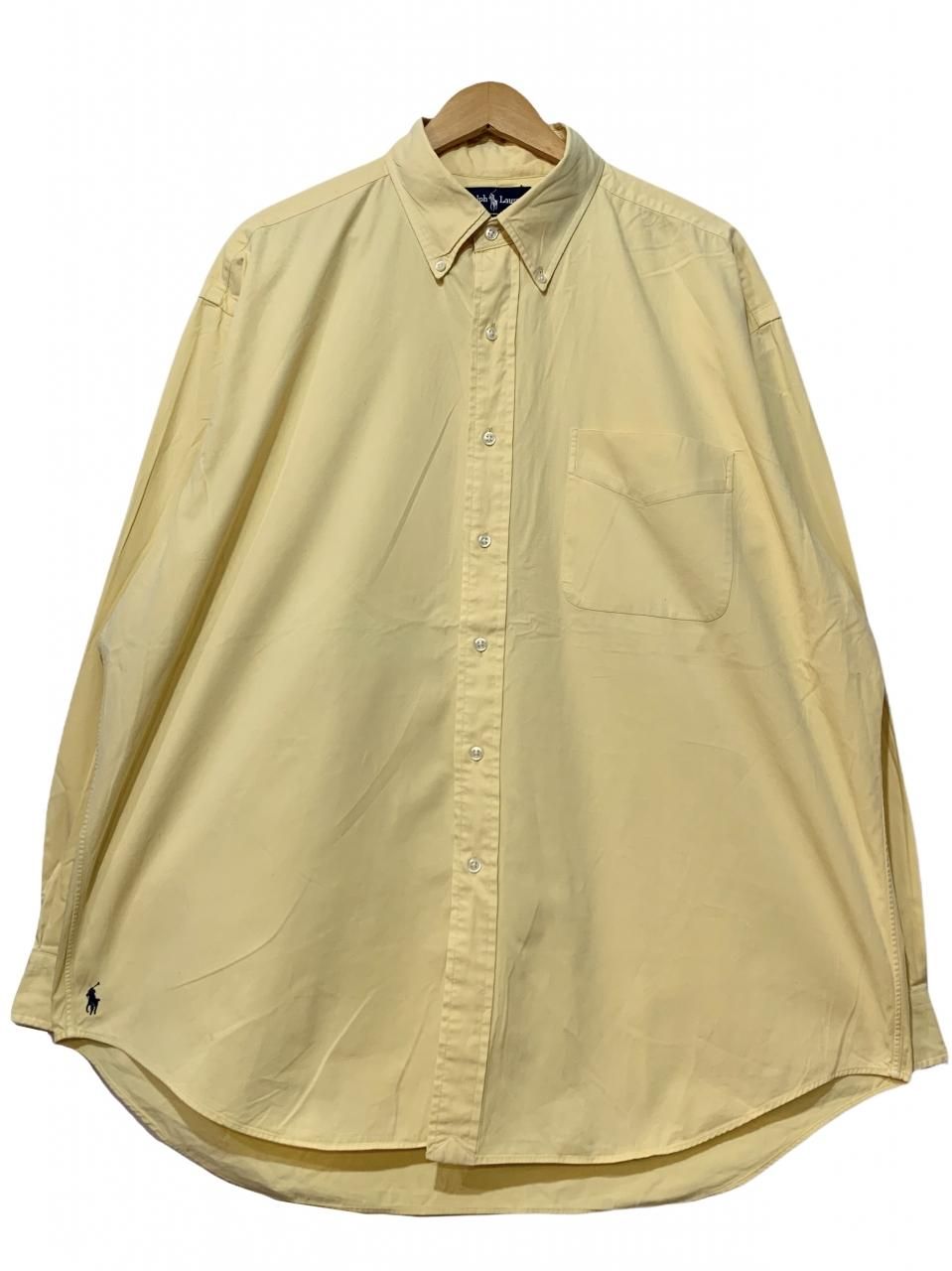 Polo Ralph Lauren "BIG SHIRT" Cotton BD L/S Shirt 黄 L ポロラルフローレン 長袖シャツ  ビッグシャツ ビッグポロ イエロー 古着 - NEWJOKE ONLINE STORE