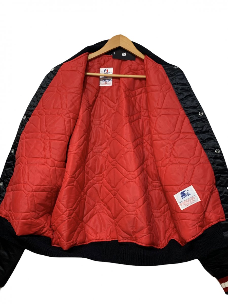 USA製 s STARTER "CHICAGO BULLS" Satin Varsity Jacket 黒 XL