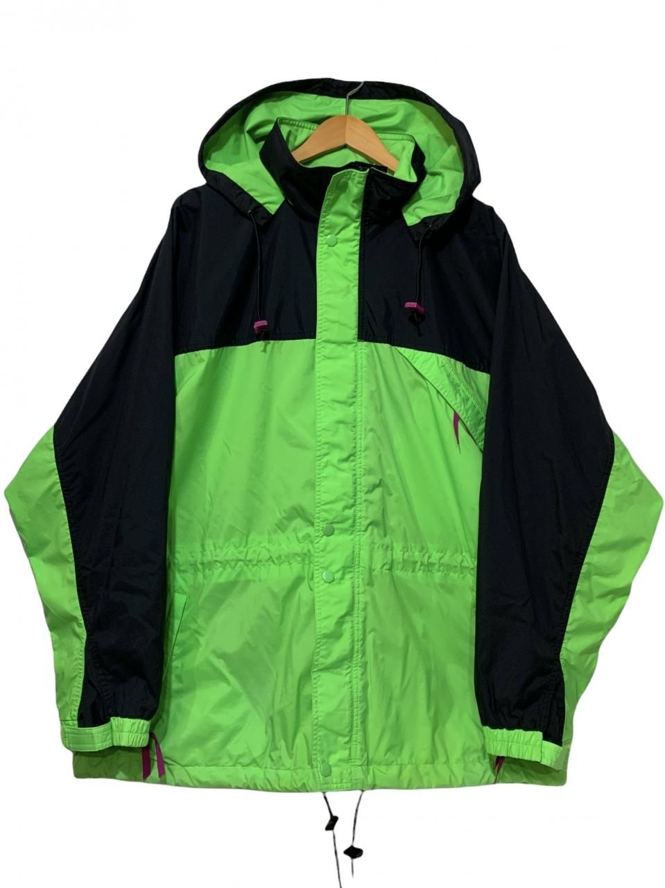 90s OLD GAP Nylon Jacket 蛍光緑黒 M オールドギャップ ナイロン