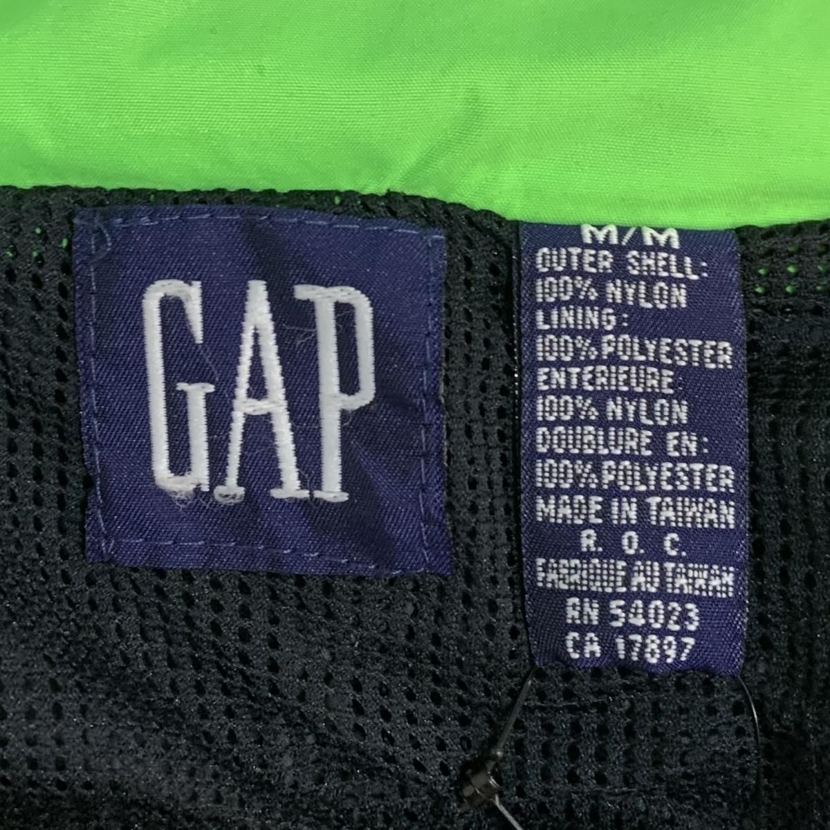 90s OLD GAP Nylon Jacket 蛍光緑黒 M オールドギャップ 90s OLD GAP Nylon Jacket 蛍光緑黒 M オールドギャップ