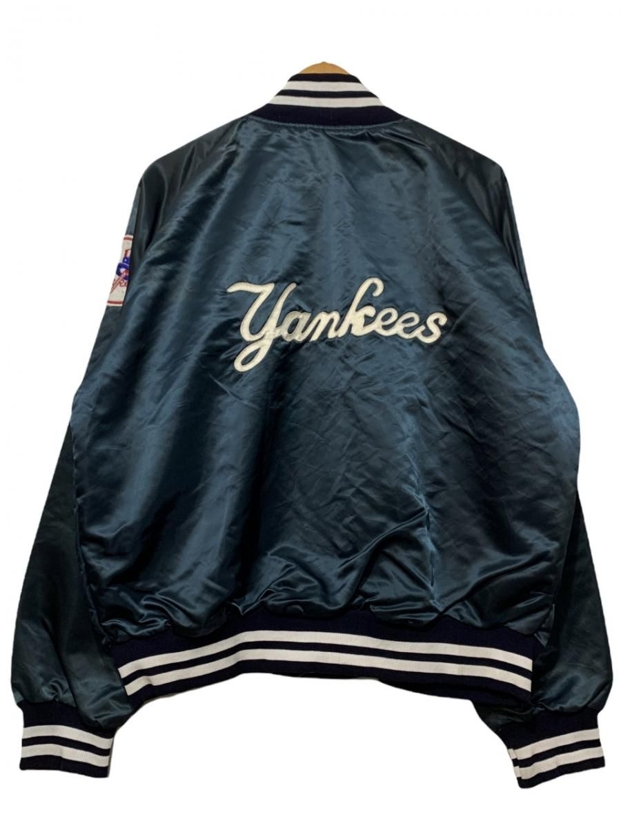 USA製 s PYRAMID "NY YANKEES" Satin Varsity Jacket 紺 XL