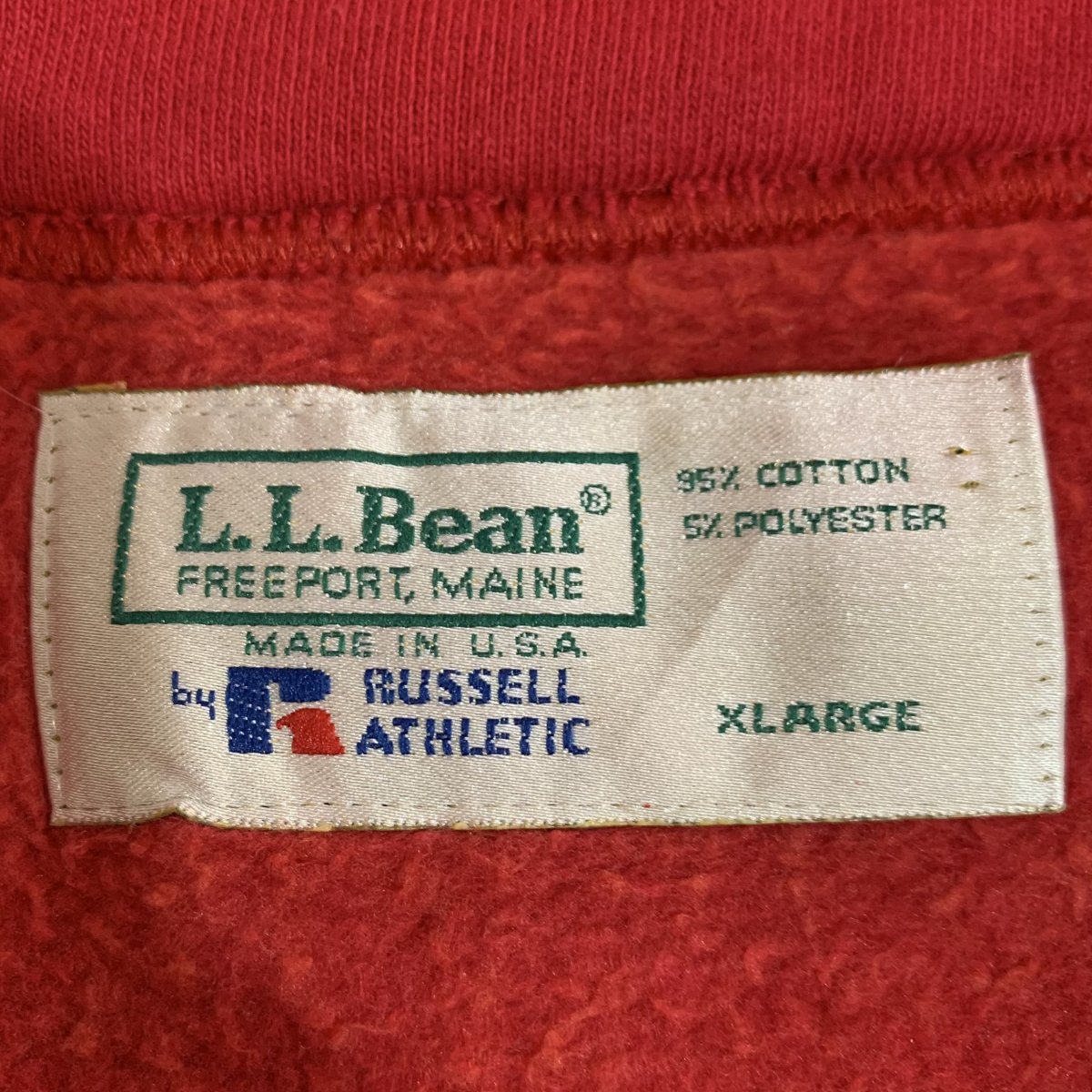 USA製 90s L.L.Bean by RUSSELL ATHLETIC Half Zip Sweatshirt 赤 XL ...