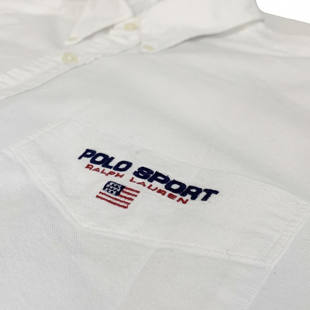 90s POLO SPORT Cotton OX BD L/S Shirt 白 L ポロスポーツ 長袖 90s POLO SPORT Cotton OX BD L/S Shirt 白 L ポロスポーツ 長袖