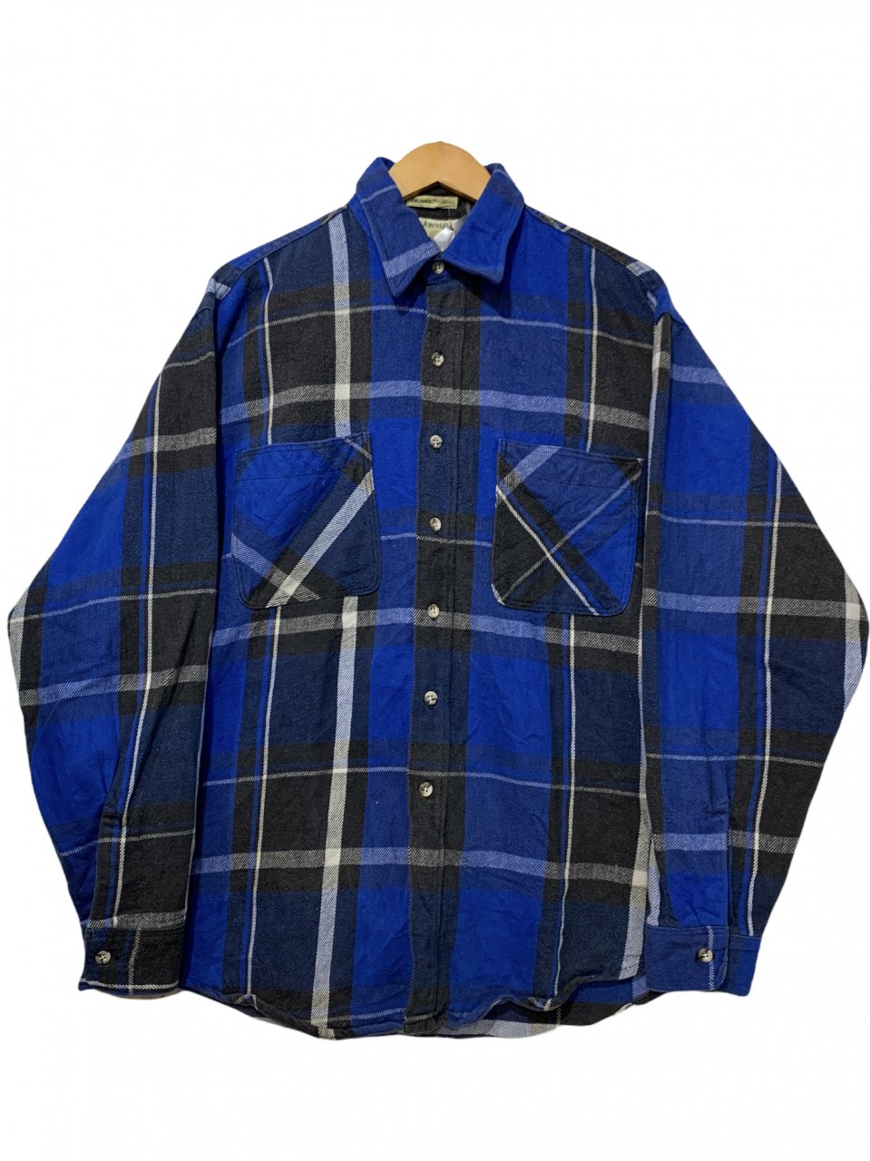 USA製 90s ST JOHN'S BAY Check Flannel L/S Shirt 青 L-TALL セント