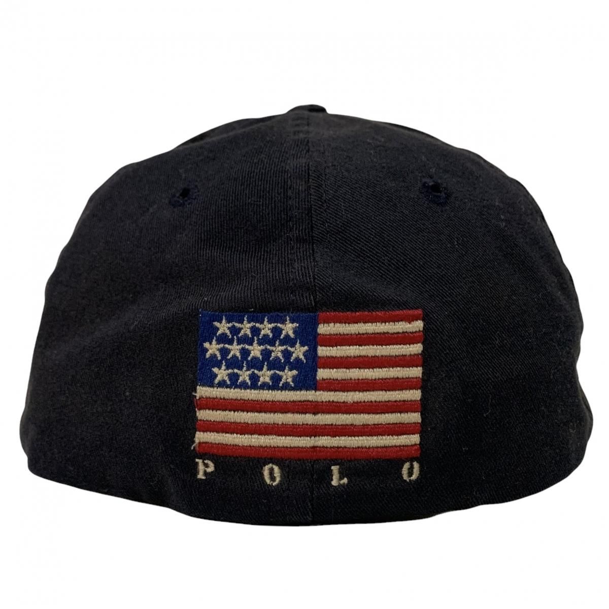 USA製 90s Polo Ralph Lauren Logo 6 Panel Cap 黒 L ポロラルフ USA製 90s Polo Ralph Lauren Logo 6 Panel Cap 黒 L ポロラルフ