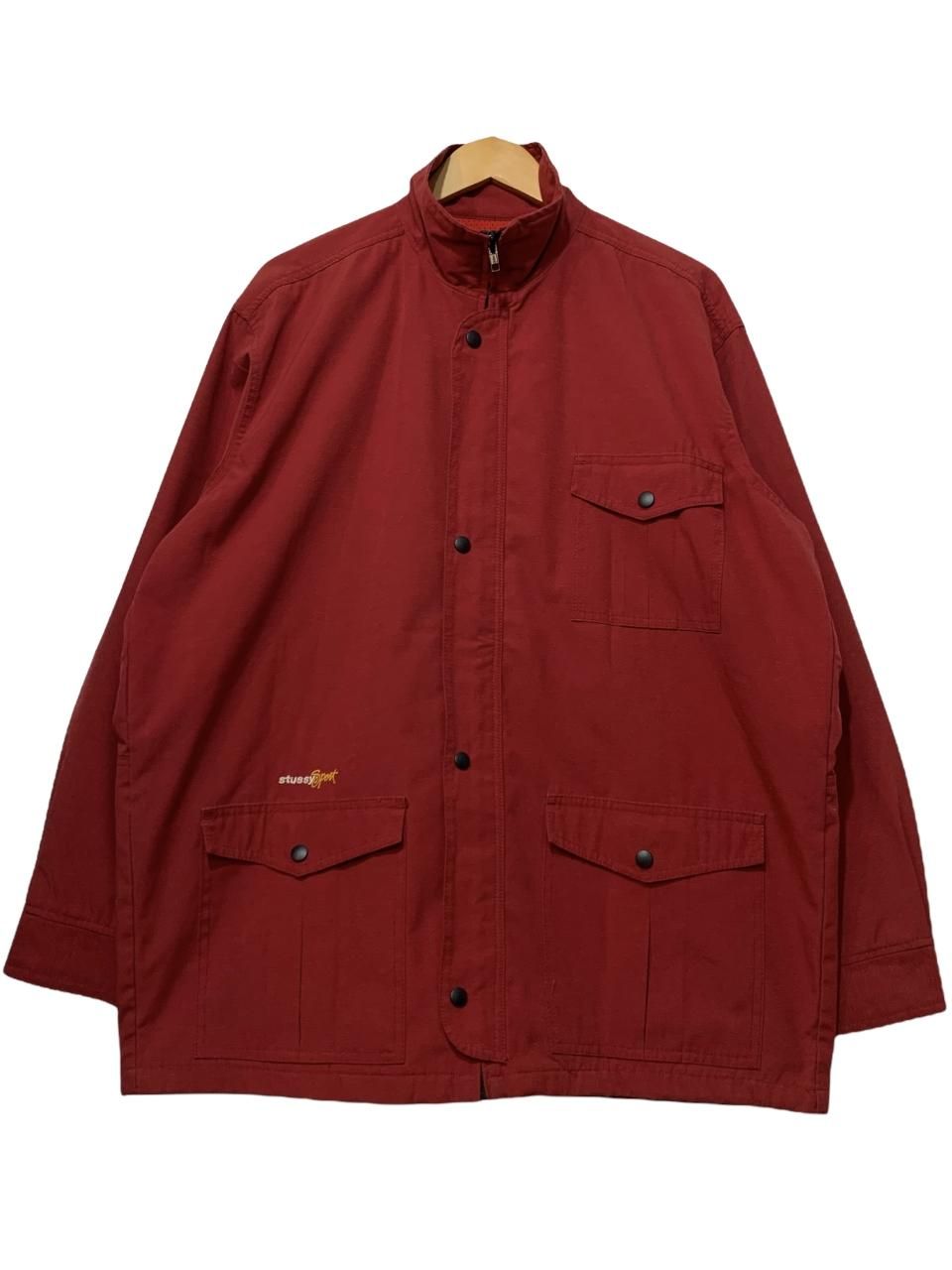 USA製 s OLD STUSSY "STUSSY SPORT" Nylon Jacket 赤 L 白タグ