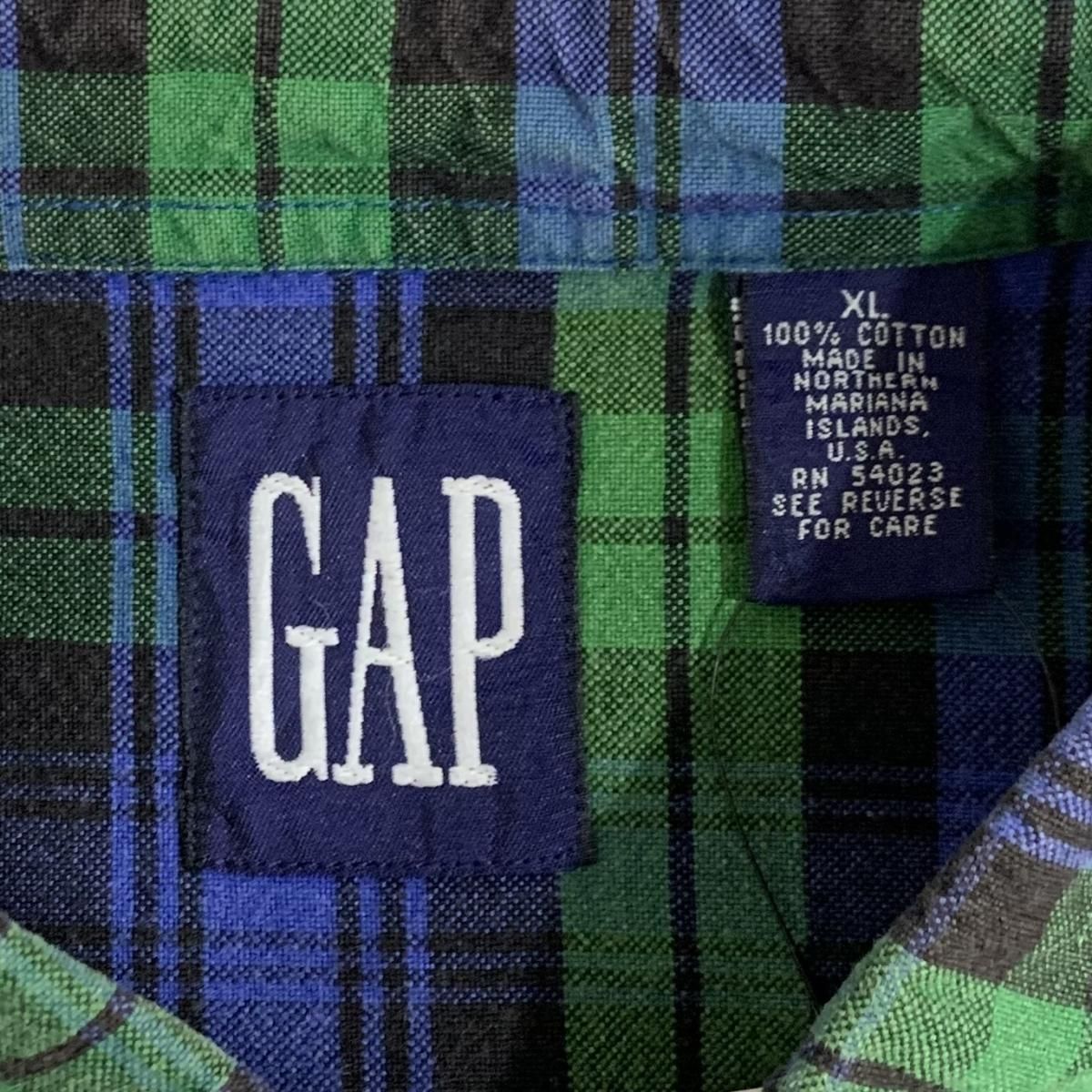 90s OLD GAP Check BD L/S Shirt 青緑 XL オールドギャップ 90s OLD GAP Check BD L/S Shirt 青緑 XL オールドギャップ