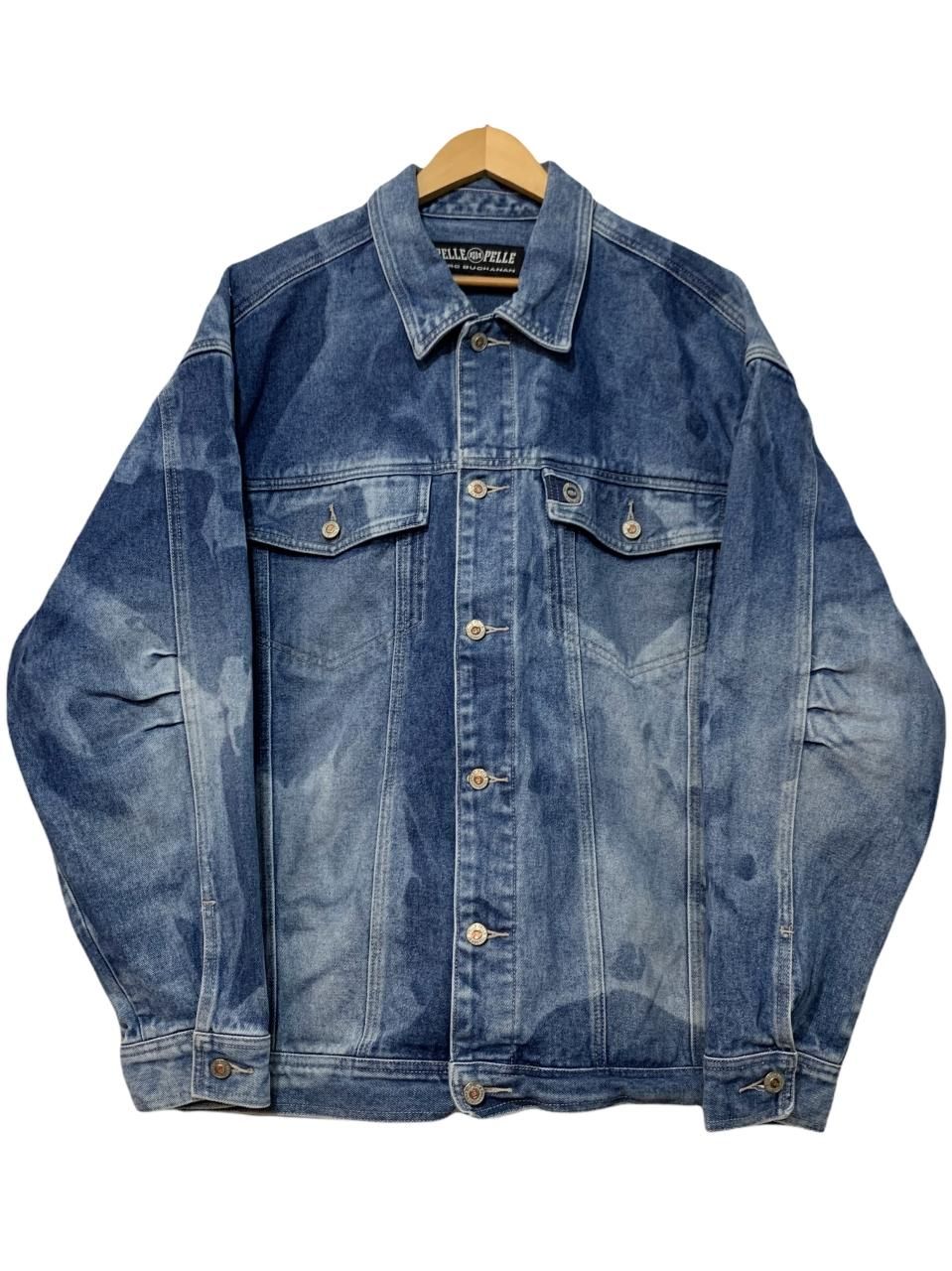 00s PELLE PELLE Bleached Denim Jacket 青 L ペレペレ デニム