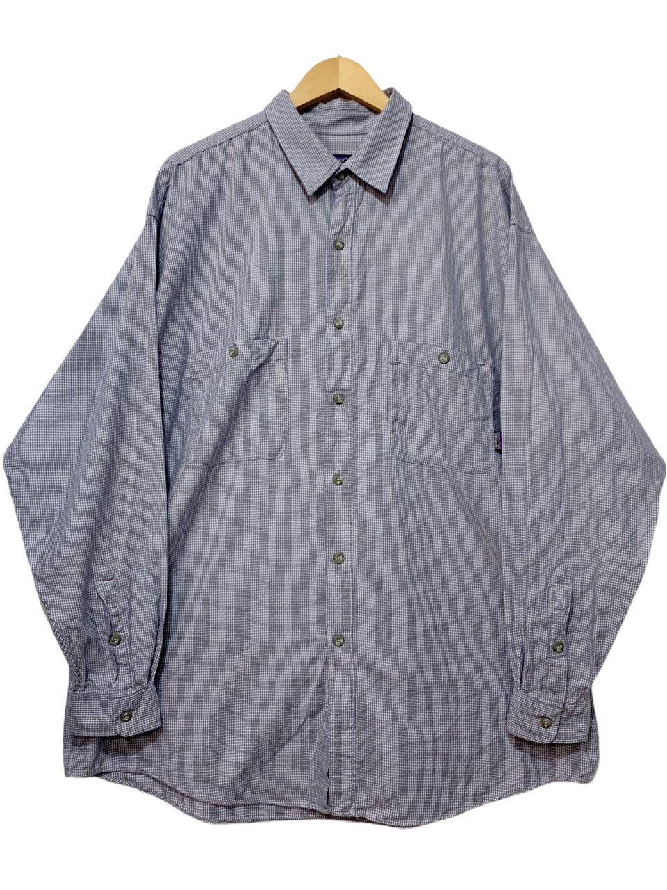 00年製 patagonia L/S Pima Cotton Shirt 青灰 XL 00s パタゴニア