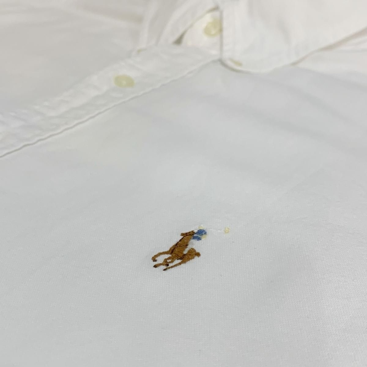 POLO RALPH LAUREN シャツ 長袖 BD ホワイト 90s POLO SPORT Cotton OX BD L/S Shirt 白 L ポロスポーツ 長袖