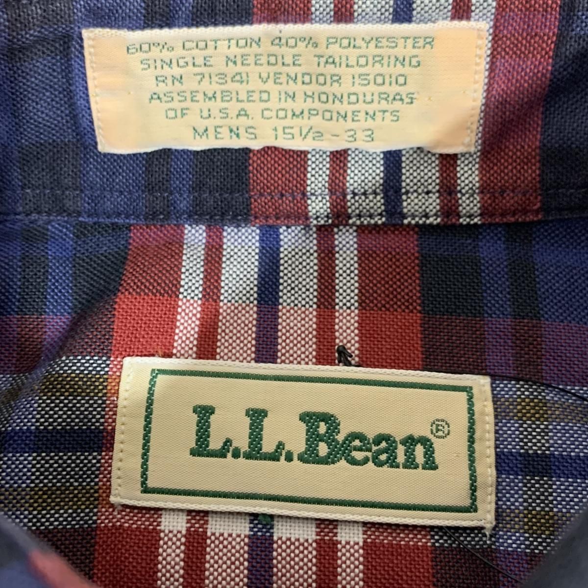 94年製 L.L.Bean Cotton BD L/S Check Shirt 青赤 15 1/2 90s 94年製 L.L.Bean Cotton BD L/S Check Shirt 青赤 15 1/2 90s