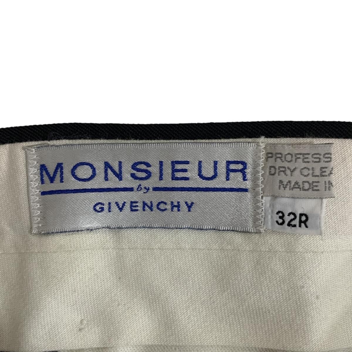 90s USA製 MONSIEUR by GIVENCHY 3 Tuck Slacks 黒 32R ジバンシー