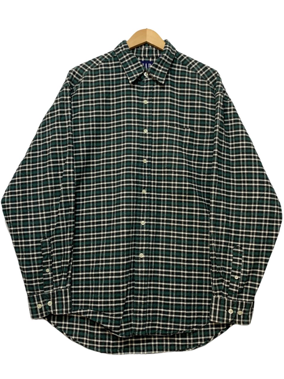 90s OLD GAP Check Cotton L/S Shirt 緑 L オールドギャップ 長袖