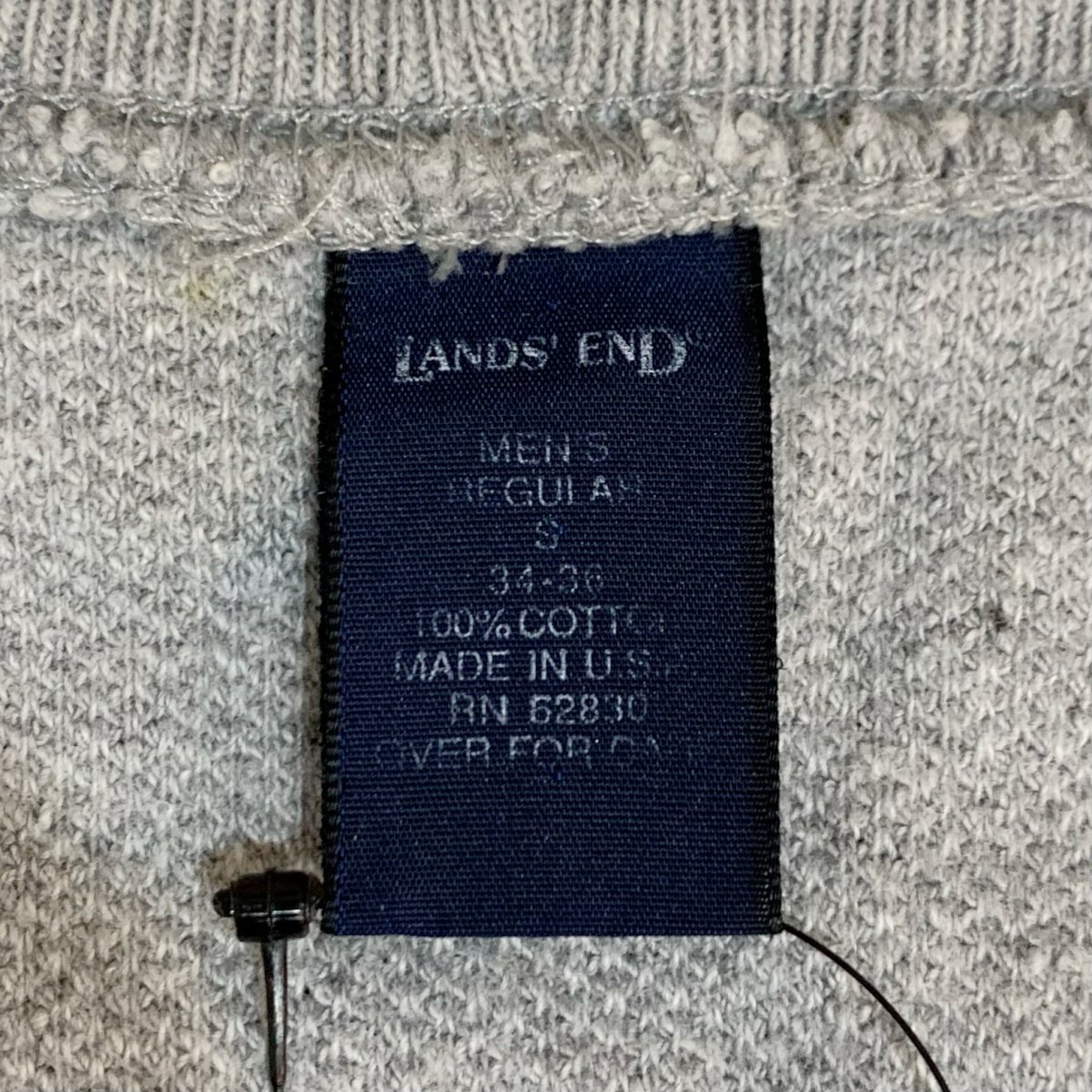 USA製 s LAND'S END Cotton Pique Sweatshirt 灰 S ランズエンド