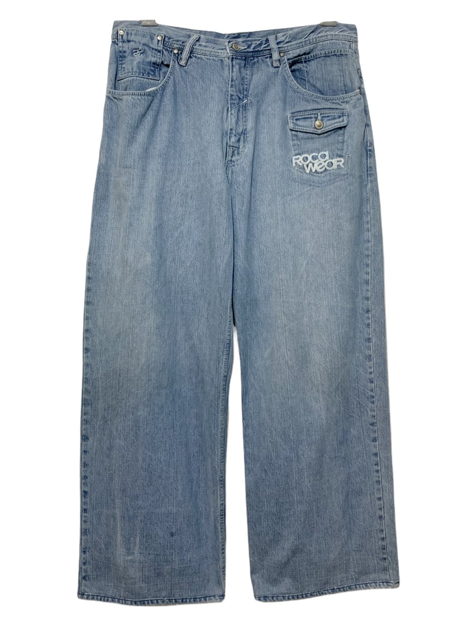 00s ROCA WEAR Multi Pocket Denim Pants 薄青 W36×L30 ロカウェア ...
