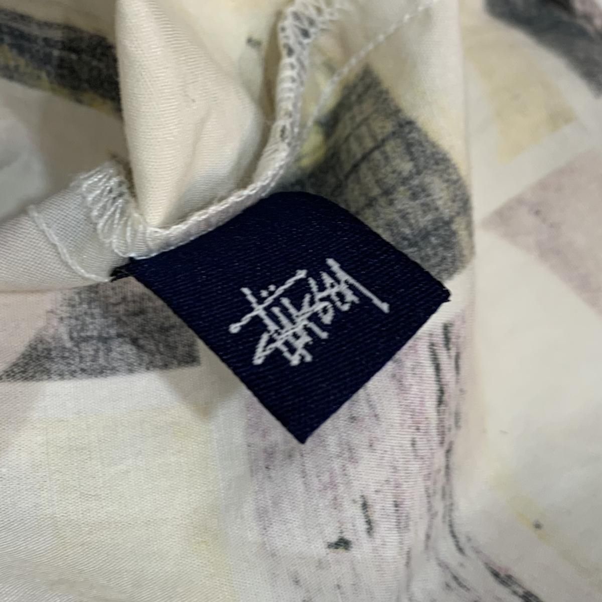 00s OLD STUSSY Print S/S Shirt 生成り XL 紺タグ オールド 00s OLD STUSSY Print S/S Shirt 生成り XL 紺タグ オールド