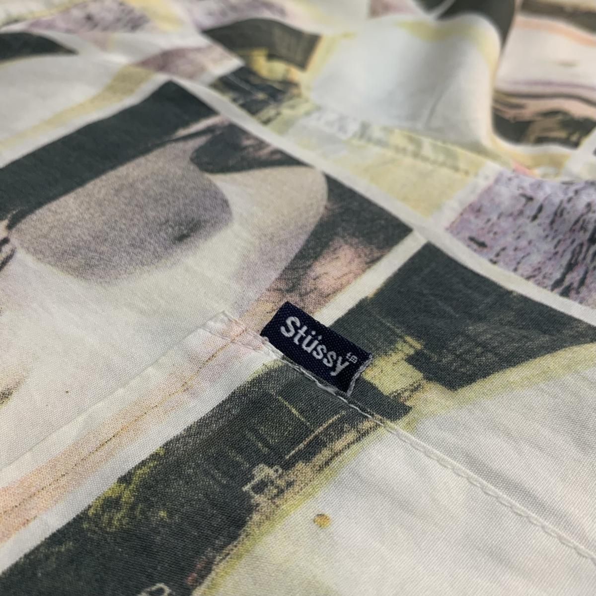 00s OLD STUSSY Print S/S Shirt 生成り XL 紺タグ オールド 00s OLD STUSSY Print S/S Shirt 生成り XL 紺タグ オールド