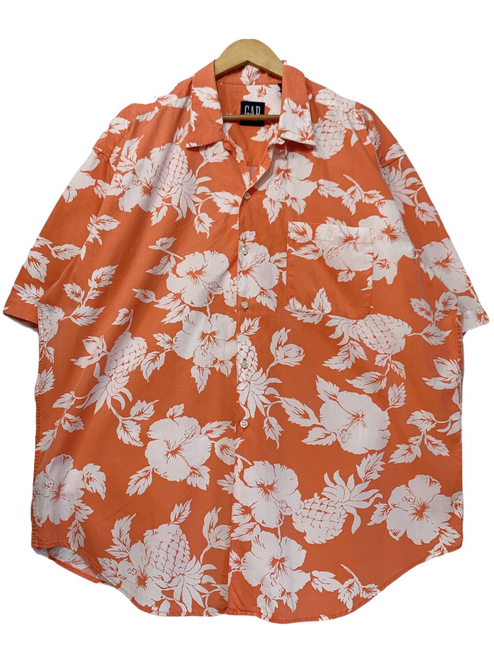 90s OLD GAP Cotton Aloha Shirt オレンジ XL オールドギャップ アロハ 