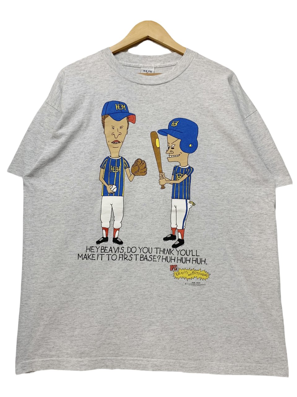 97年 Beavis and Butt-Head Print S/S Tee 灰 XL ビーバスアンドバットヘッド 半袖 Tシャツ キャラクター  マイク ジャッジ 映画T ムービーT 古着 NEWJOKE ONLINE STORE