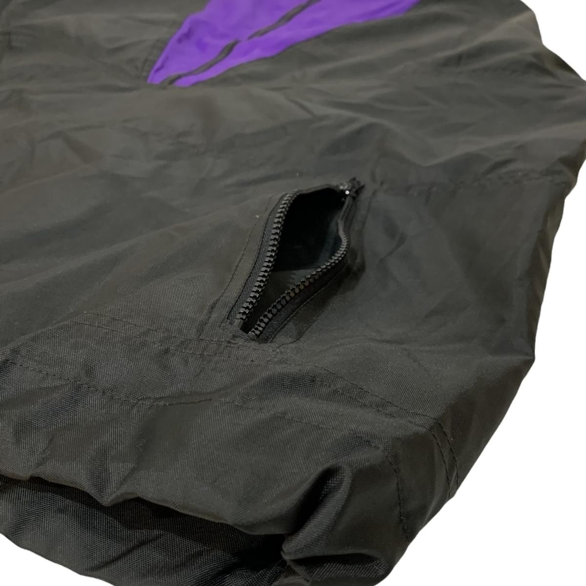 90 SKATEBOARD Nylon Anorak Parka 黒紫 L ナインティ スケート
