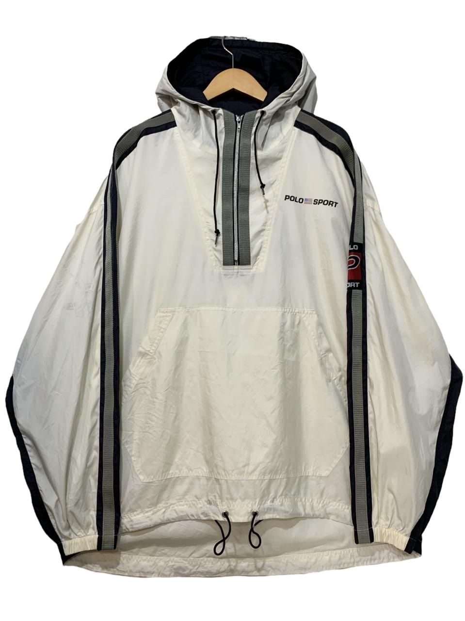 90s POLO SPORT Logo Anorak Parka 白 XL ポロスポーツ アノラック