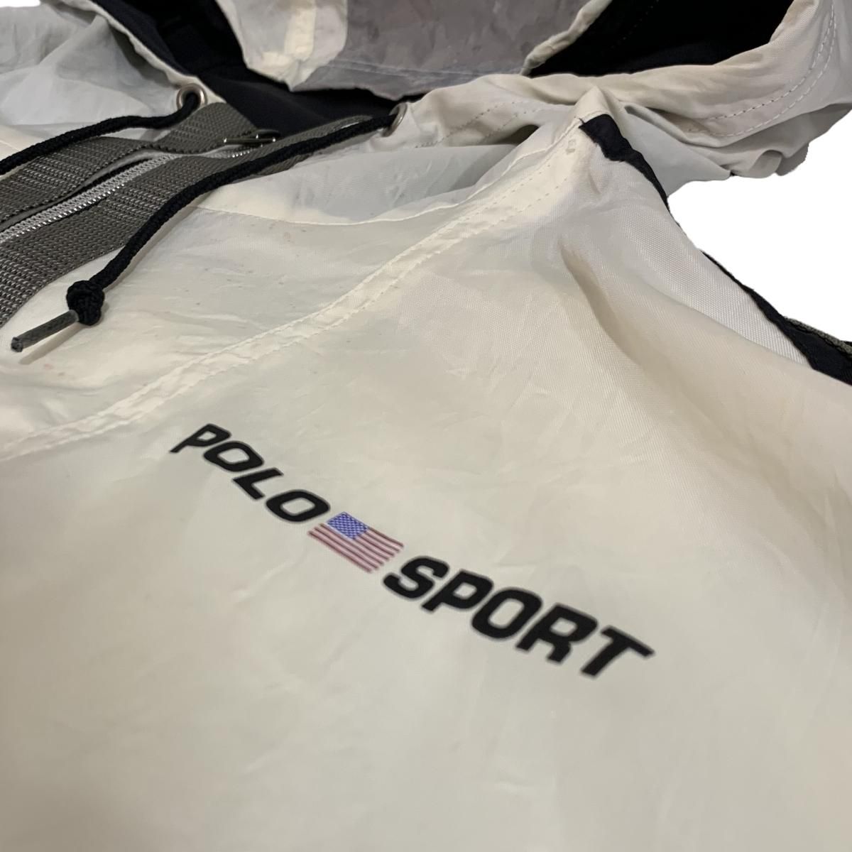 90s POLO SPORT Logo Anorak Parka 白 XL ポロスポーツ アノラック