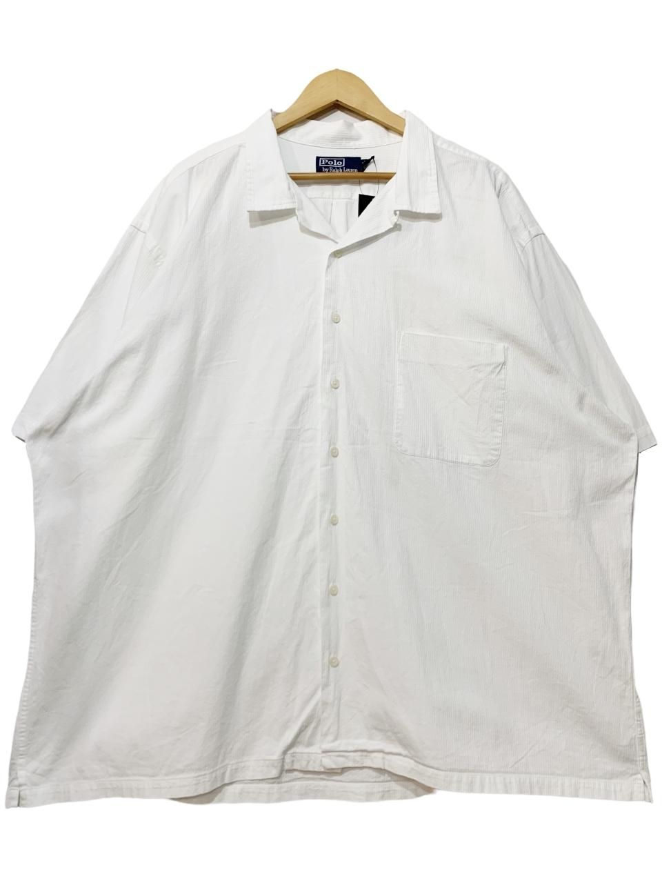 Polo Ralph Lauren Seersucker Cotton Open Collar S/S Shirt 白 3XB 