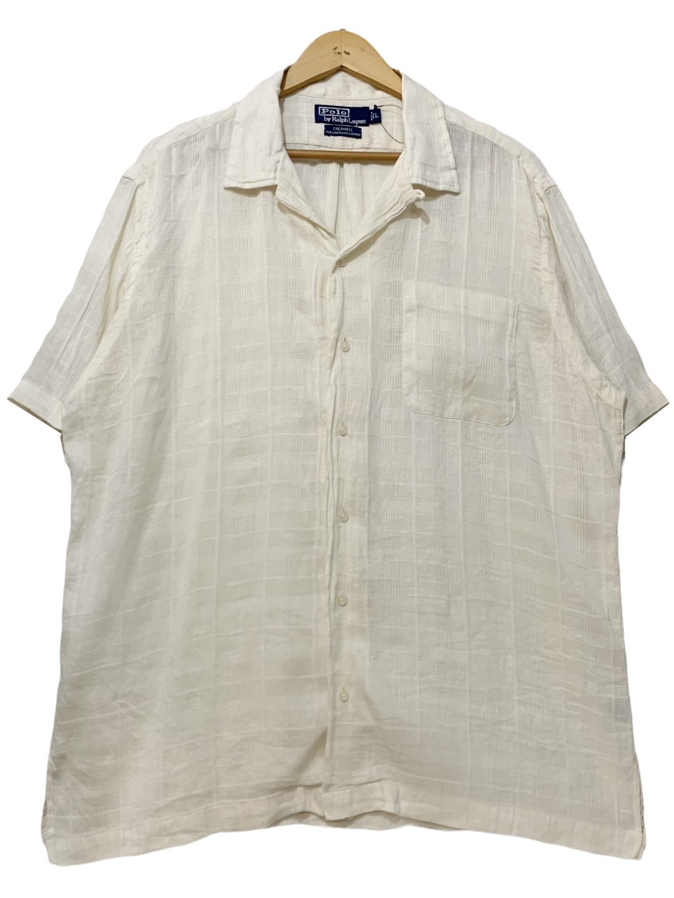 90s Polo Ralph Lauren Linen Cotton Check Open Collar S/S Shirt 