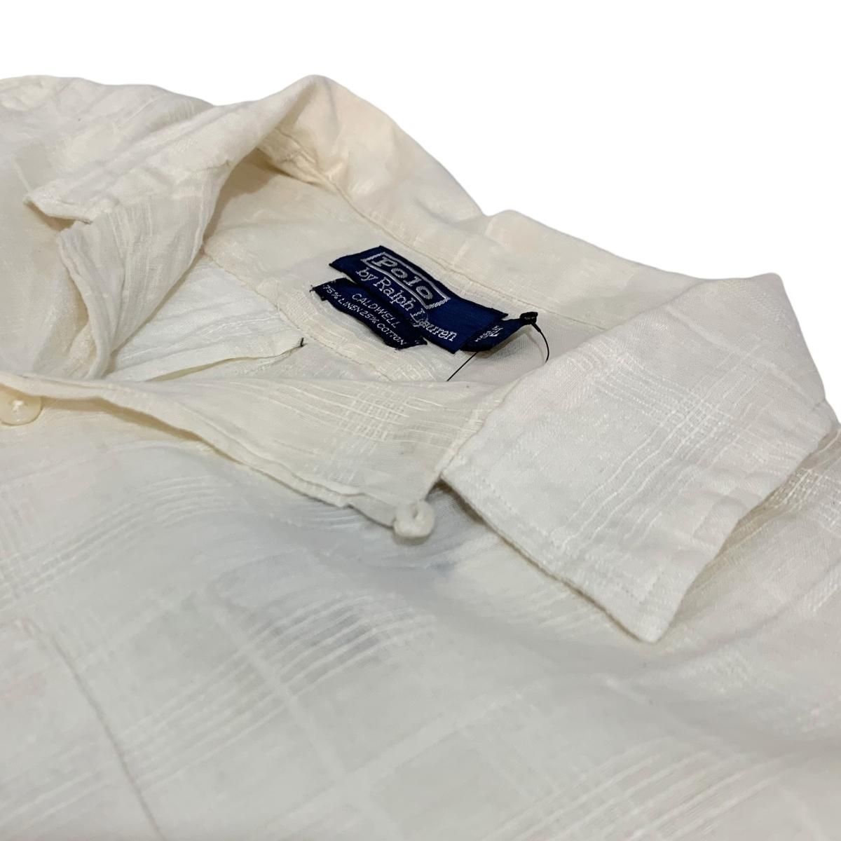 90s Polo Ralph Lauren Linen Cotton Check Open Collar S/S