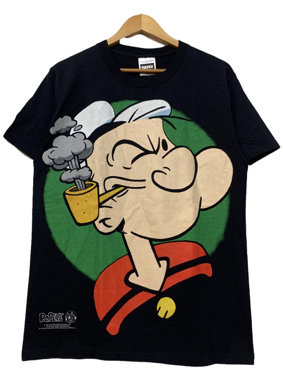93年 Popeye Over Print S/S Tee 黒 M 90s ポパイ 半袖 Tシャツ 大判