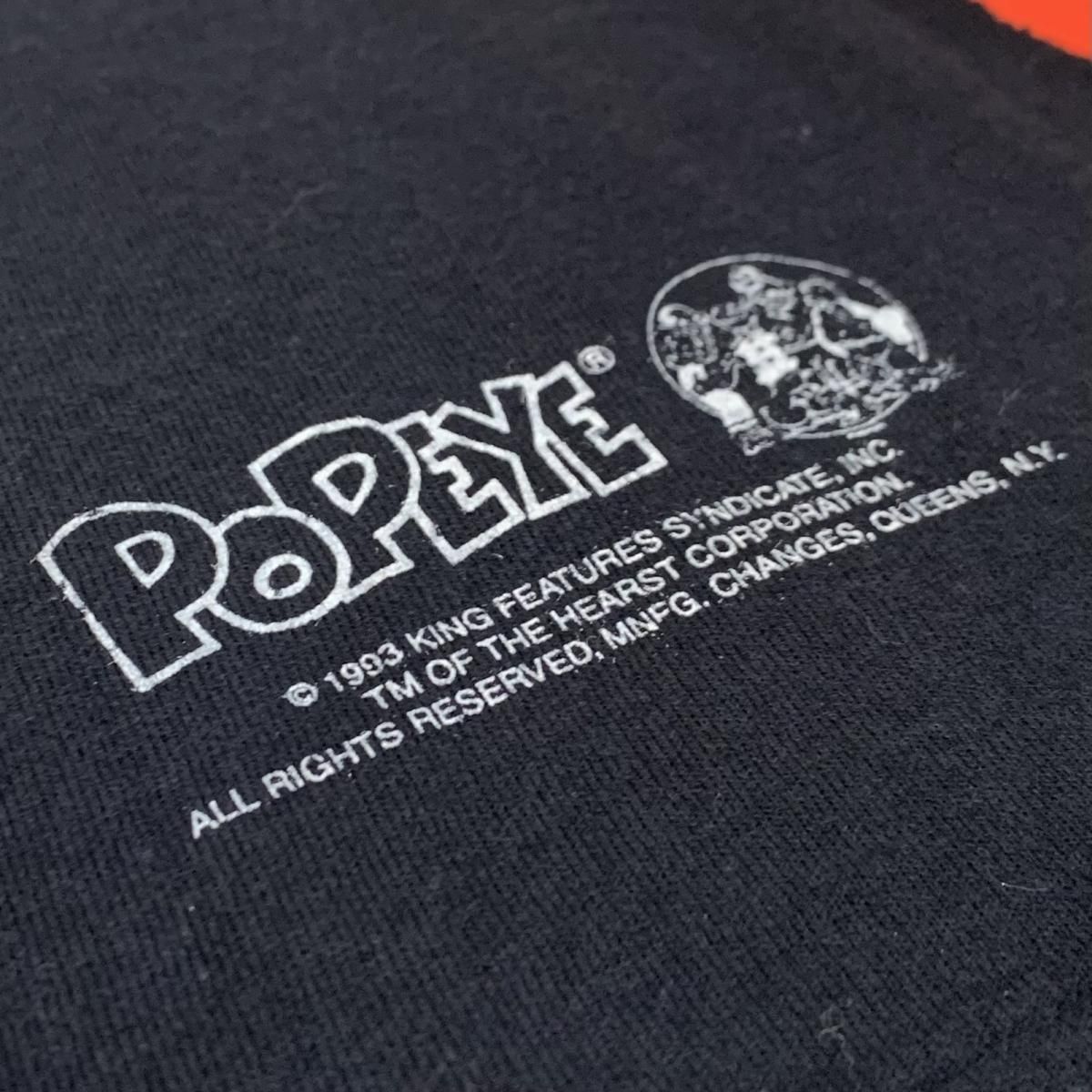 93年 Popeye Over Print S/S Tee 黒 M 90s ポパイ 半袖 Tシャツ 93年 Popeye Over Print S/S Tee 黒 M 90s ポパイ 半袖 Tシャツ
