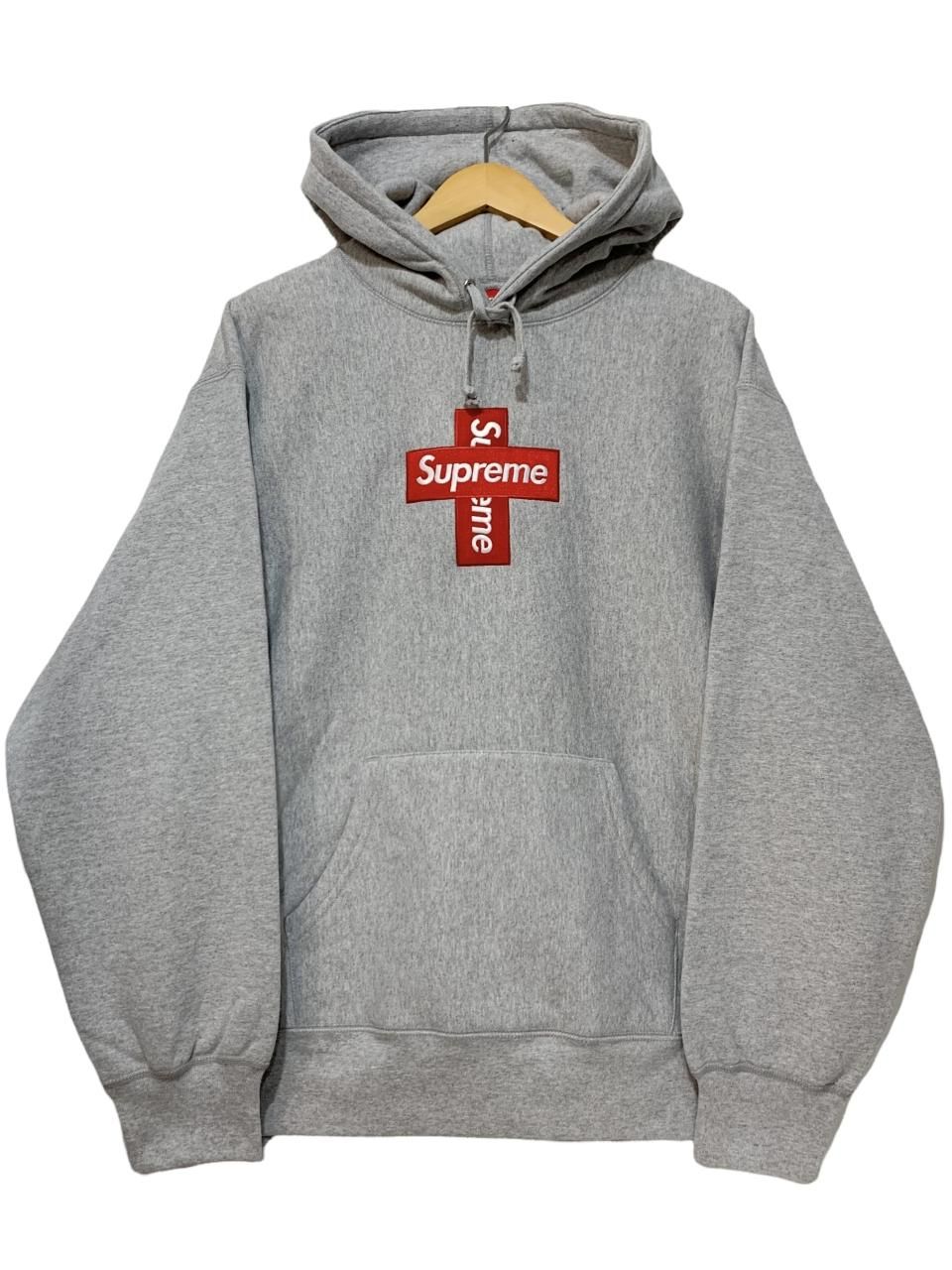 新品 20AW SUPREME Cross Box Logo Hooded Sweatshirt 灰 L