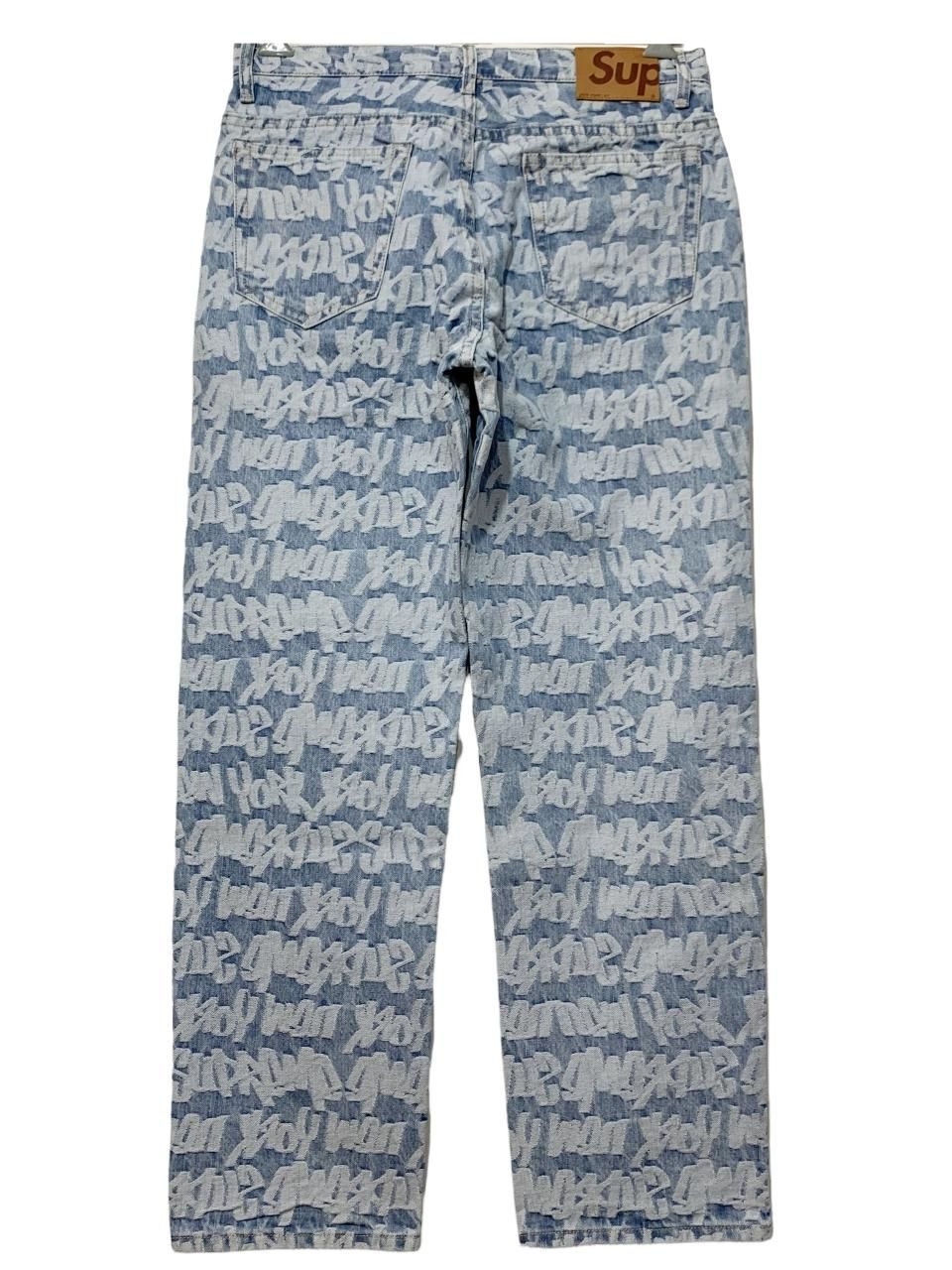 新品 22SS Supreme Fat Tip Jacquard Regular Jean 青 W32 