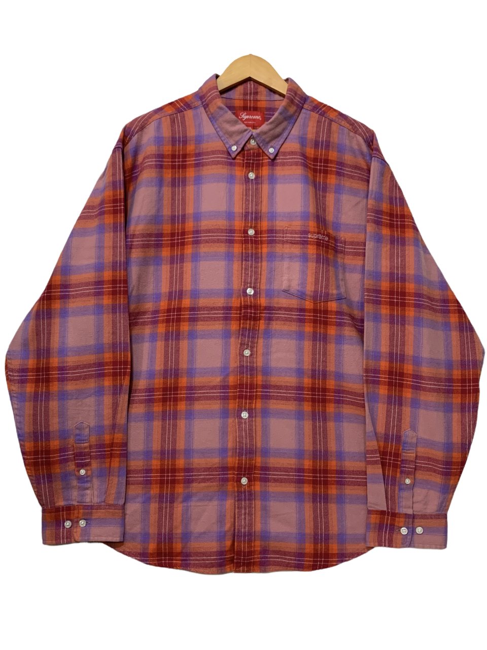 新品 22SS SUPREME Brushed Plaid Flannel Shirt ピンク XL