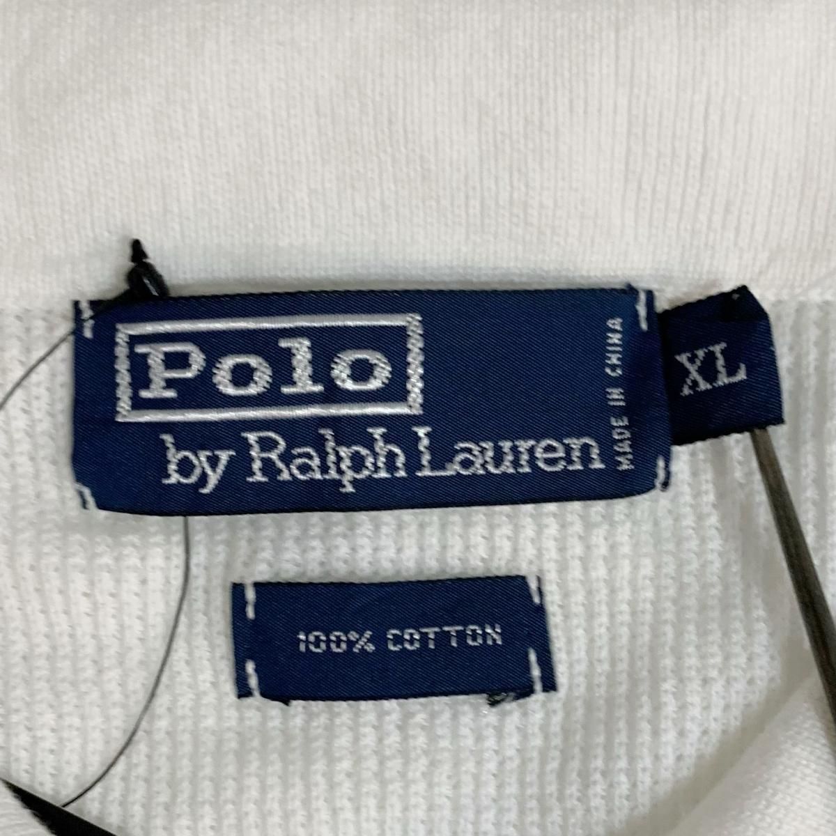 90s Polo Ralph Lauren Cotton Knit Polo Shirt 白 XL ポロラルフ