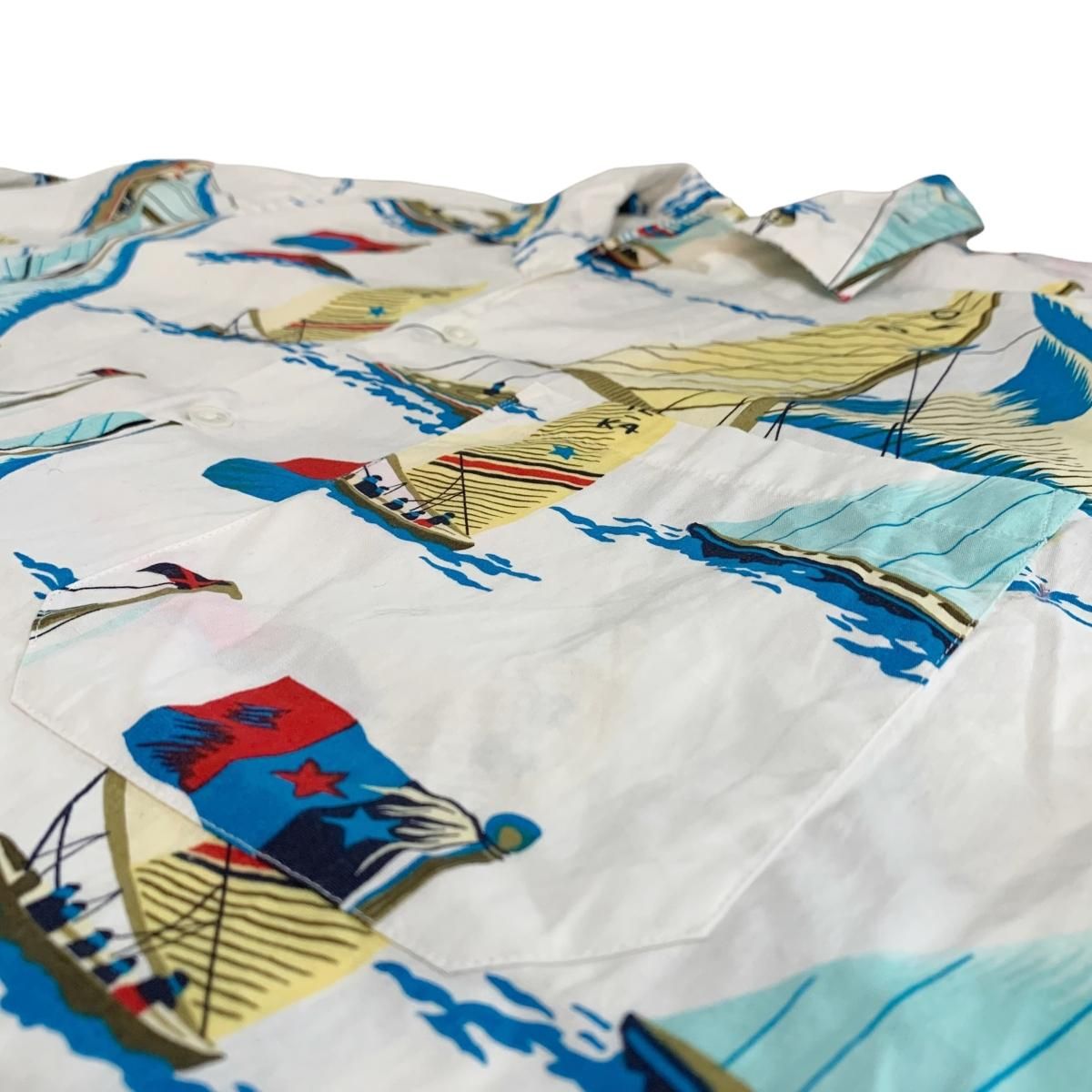 80s NAUTICA COMPETITION Cotton Aloha S/S Shirt 白 L