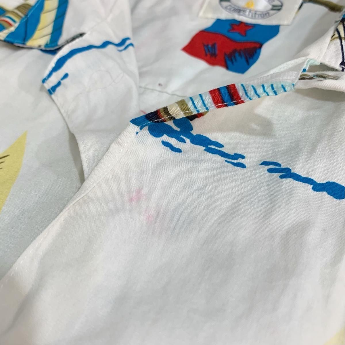 80s NAUTICA COMPETITION Cotton Aloha S/S Shirt 白 L