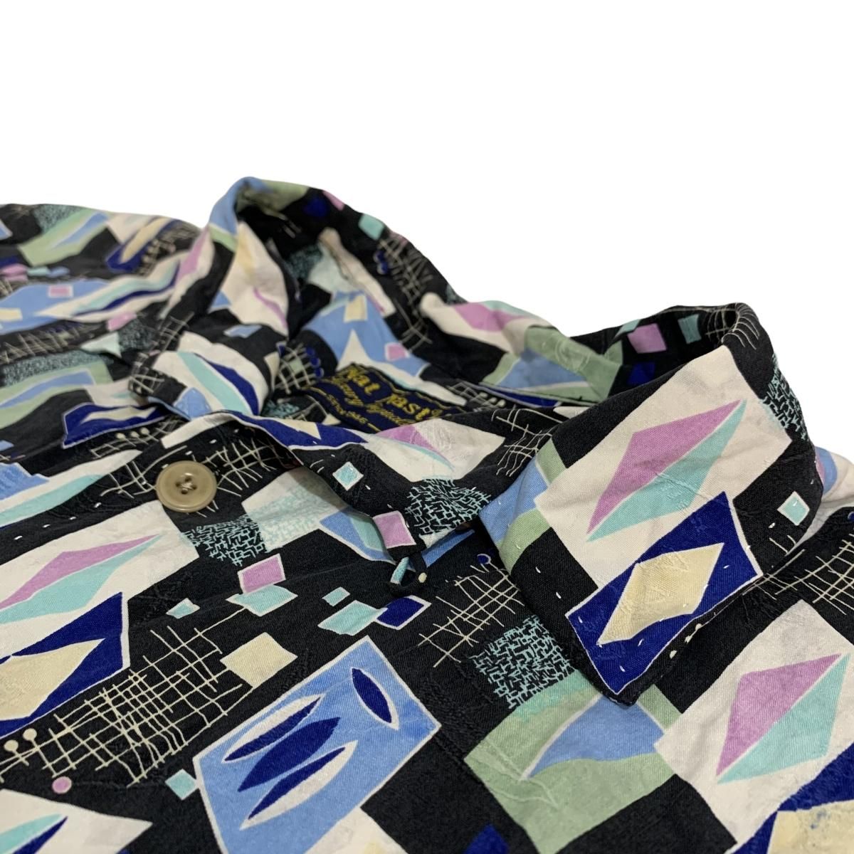 00s NAT NAST Silk Open Collar S/S Shirt 黒 XL ナットナスト