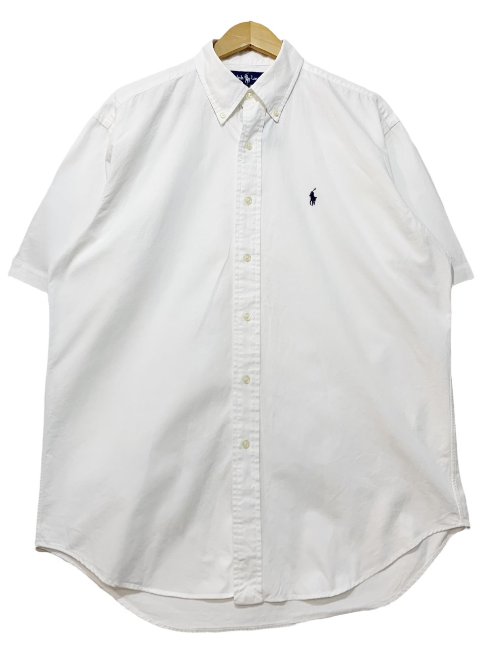 ラルフローレン　ワンポイントカラーポロ刺繍オックスフォードBDシャツ　サイズM白