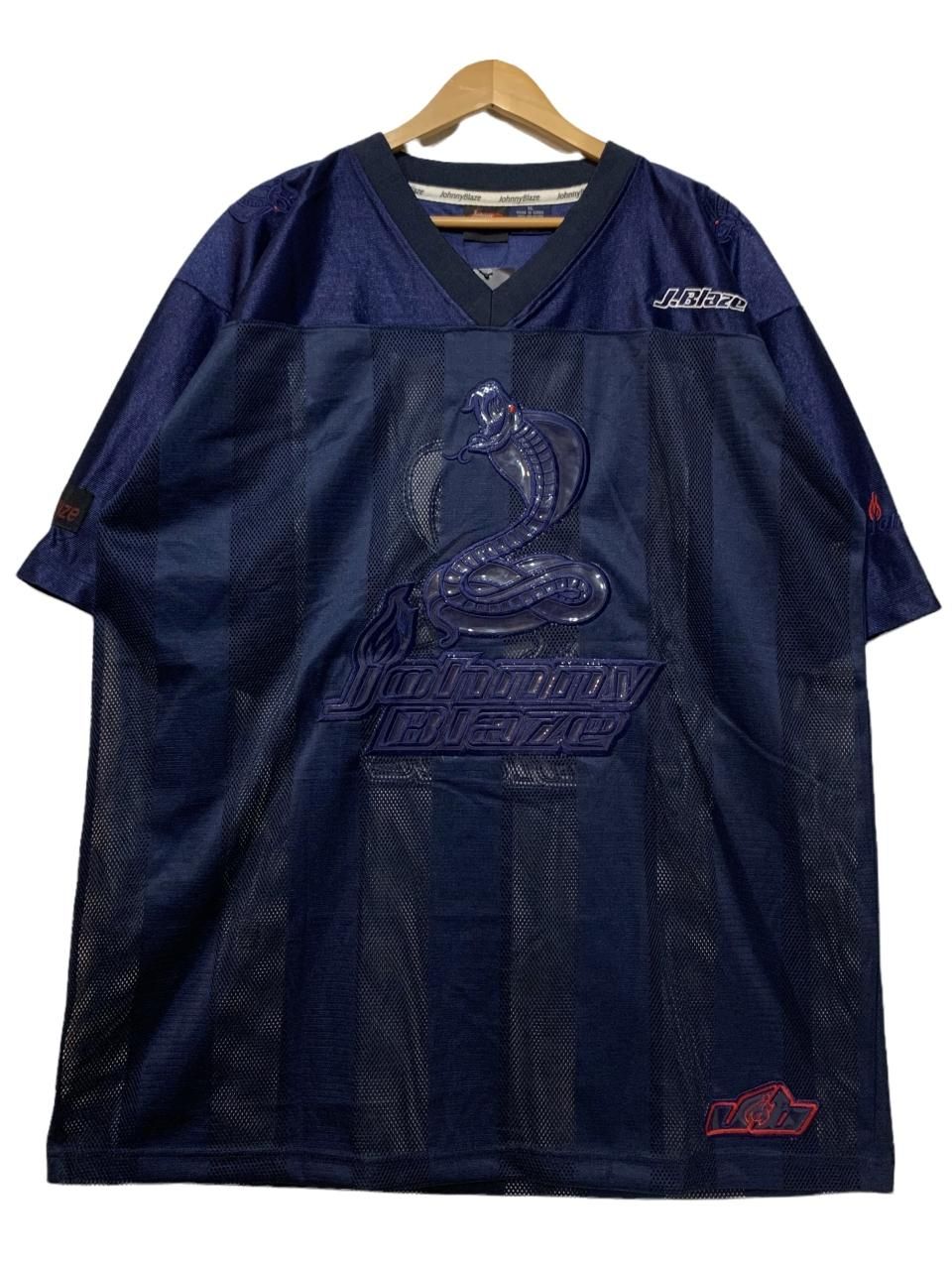 00s Johnny Blaze Mesh Football Jersey 紺 XL ジョニーブレイズ 