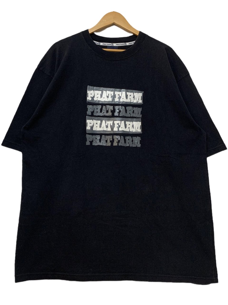 585cm素材ファットファーム 総柄 半袖 シャツ XXL ブラック PHAT FARM レギュラーカラー ビッグサイズ ロゴ刺繍 メンズ   【230731】