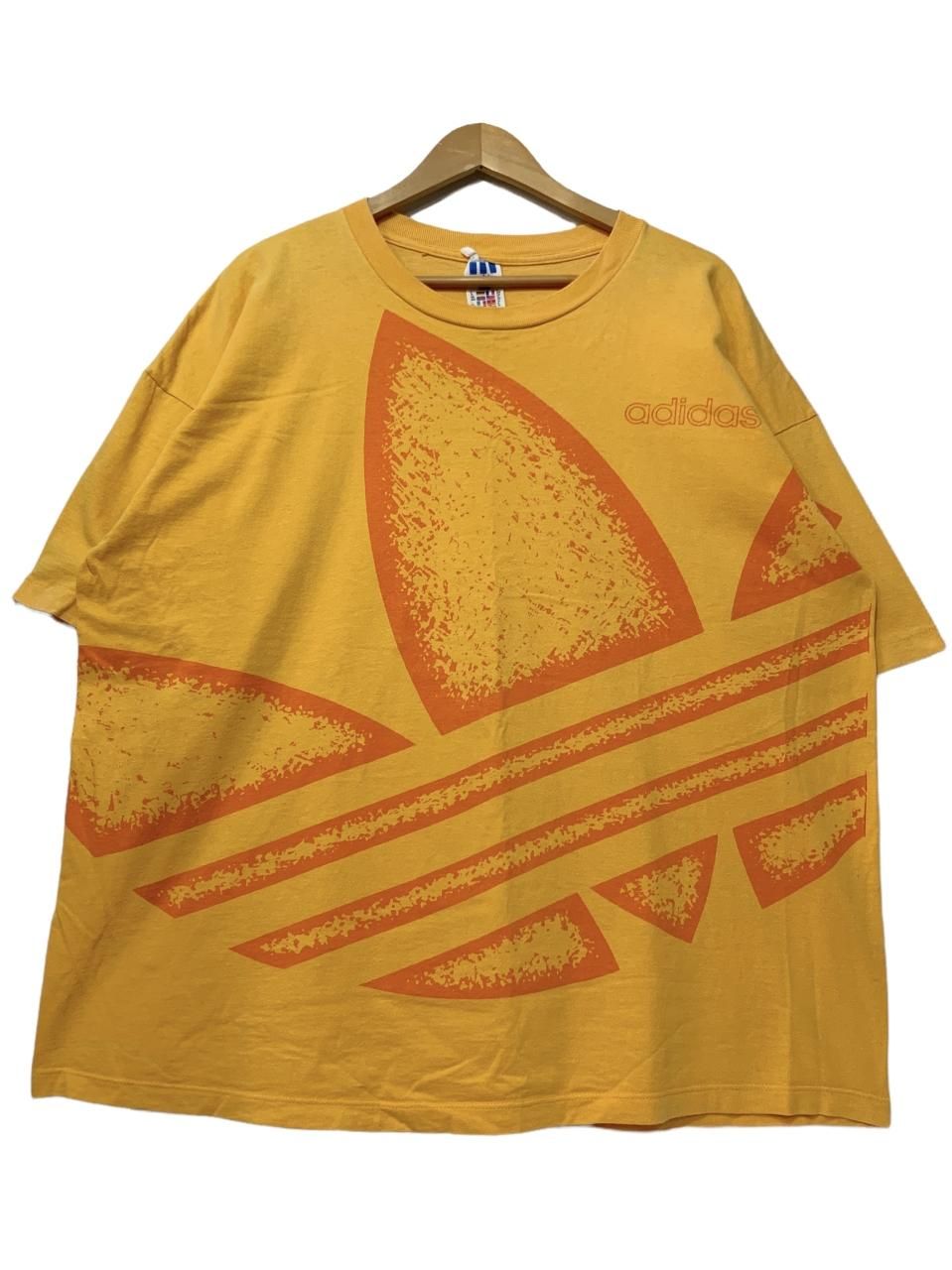 USA製 90s adidas Logo Over Print S/S Tee 黄オレンジ XL USA製 90s adidas Logo Over Print S/S Tee 黄オレンジ XL